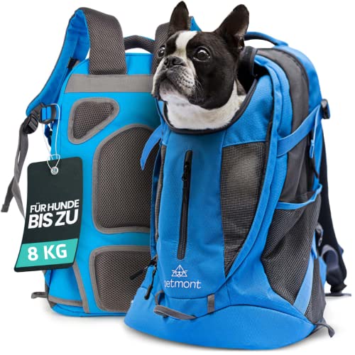petmont Hunderucksack für kleine Hunde und Welpen [bis 8 KG] - Atmungsaktive Hundetasche, Hundetransport-Box,...