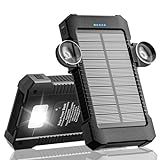 WASTDE Solar Powerbank 26800mAh, Solar Ladegerät mit Dual USB Ports und Saugnapfhalterung, Outdoor wasserdichter...