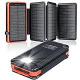 Solar Powerbank 26.800mAh, elzle Solar Ladegerät mit 2 USB-Ausgangsport & 1 USB-C-Eingangsport, Outdoor Wasserfester...