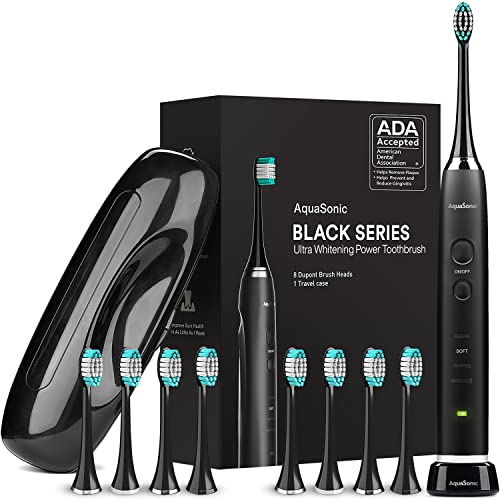 Aquasonic Black Series Ultra Aufheller Zahnbürste - ADA Akzeptierzte Elektrische Zahnbürste - 8 Bürstenköpfe &...