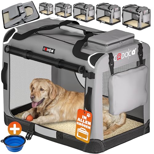 CADOCA® Hundebox faltbar Transportbox XL 82x56x58cm robust atmungsaktiv Transporttasche Auto Rückbank...