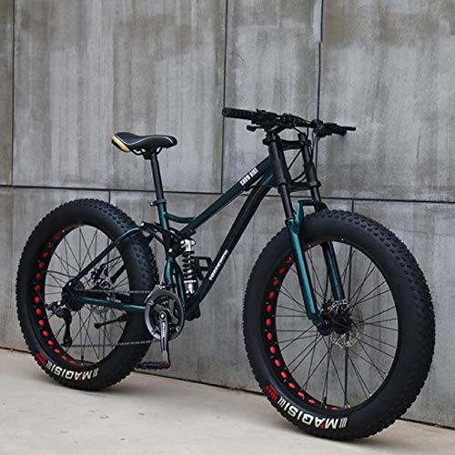 26 Zoll Mountainbike,21 Gang-Schaltung Erwachsene Fette Reifen Fahrrad,Rahmen aus Kohlenstoffstahl,Vollfederung...