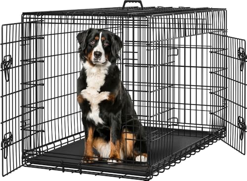 Yaheetech Hundekäfig 122 x 73 x 80 cm klappbar mit Trennwand, 2 Türen, Hundebox für zuhause mit ausziehbare...