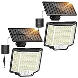 LaiTeny Solarlampen für Außen mit Bewegungsmelder - Solarleuchten Aussen 166 LED Solar Strahler Aussenleuchte...