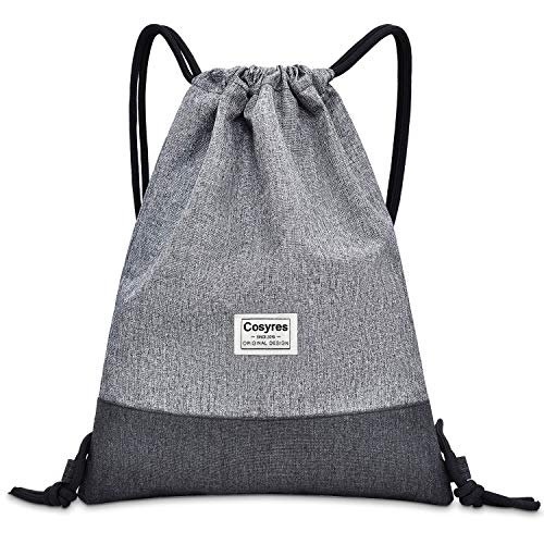 Cosyres Turnbeutel Rucksack mit Innentasche Sportbeutel Gymsack für Damen & Herren (Grau)