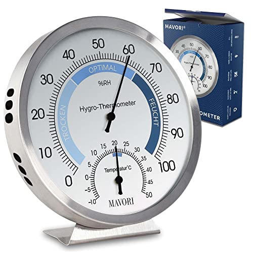 MAVORI® 2in1 Hygro Thermometer - Thermometer & Hygrometer innen analog - Temperatur & Luftfeuchtigkeitsmesser - aus...