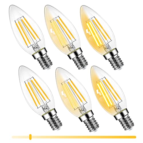 DGE E14 LED Dimmbar Lampe 6W, 600 Lumen 2700K Warmweiss E14 Kerze Led Glühbirne, Ersetzt 60W, 360° Abstrahlwinkel...