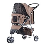 PawHut Hundewagen Hundebuggy Buggy Hunde Katzen Pet Stroller Hunde Buggy Kaffeebraun