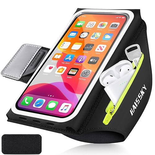 Handytasche Joggen mit Kopfhörertasche, Razobws Armband Handy Arm Strap Band Hülle für iPhone 16 15 14 13 12 11 Pro...