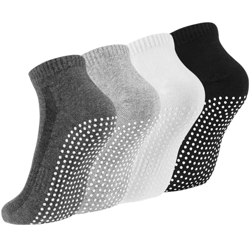 Newofview 4 Paar Stoppersocken für Damen Herren, Yoga Socken Antirutschsocken Rutschfeste Socken Grip Socken für...