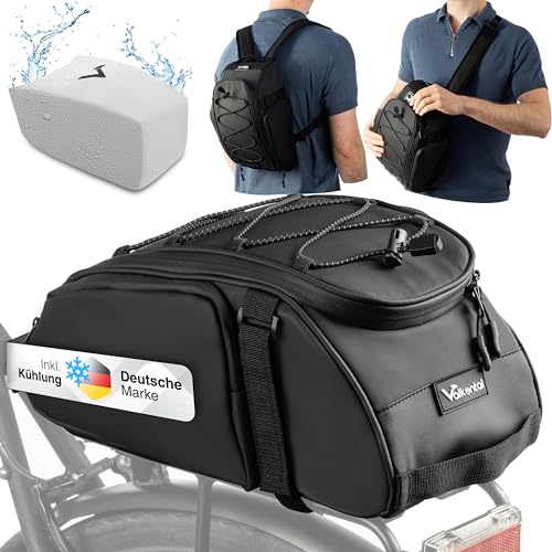 Valkental - 3in1 Fahrradtasche für Gepäckträger mit Kühlfunktion - 10L Volumen - Isolierende Gepäckträgertasche...