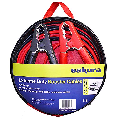 Sakura Starthilfekabel für extreme Beanspruchung SS3627 - 700 A, 4 m, farblich kodierte Klemmen - für Pkw, Fahrzeuge...