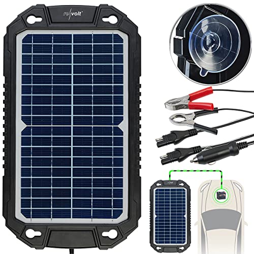 revolt Solarpanel 12v: Solar-Ladegerät für Auto-Batterien, Pkw, Wohnmobil, 12 Volt, 10 Watt (Solar Ladegeräte Für...
