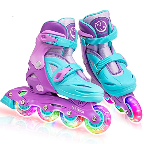 Locavun Verstellbare Inline-Skates für Mädchen, Jungen, Kinder mit leuchtenden Rädern, beleuchtete...