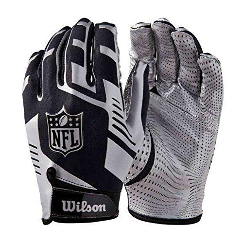 Wilson American Football Receiver-Handschuhe NFL STRETCH FIT RECEIVERS GLOVE, Einheitsgröße, schwarz/Silber,...