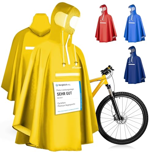 Premium Regenponcho Fahrrad wasserdicht SEHR GUT GETESTET - Regencape Fahrrad mit Reflektoren und Sichtfenster - Fahrrad...