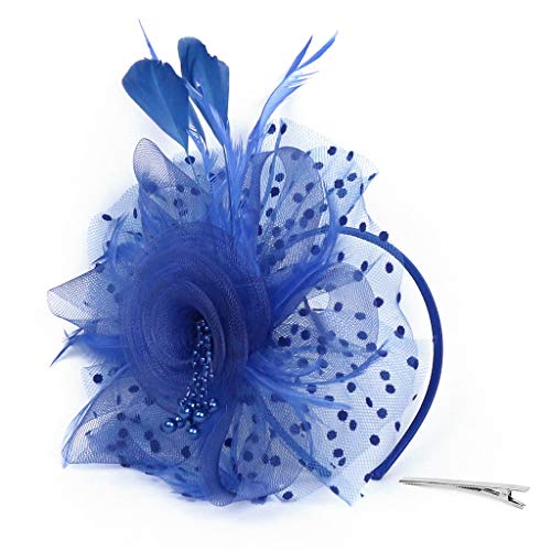 Halbrenner Headband YP BridalGatsby Headset Pearl Great Party Flapper Headband Stirnband Damen Winter Schmal (Blue, One...