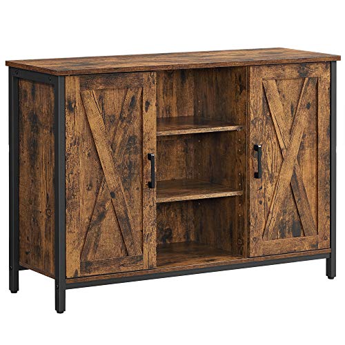 VASAGLE Sideboard, Küchenschrank, offene Regalfächer, Beistellschrank mit Türen, 100 x 35 x 70 cm, Industrie-Design,...