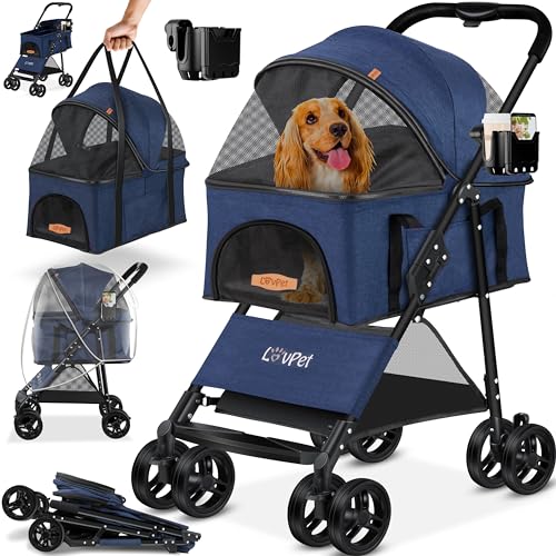 LOVPET® Hundewagen 2in1 Hundebuggy Hundebox Transporttasche Faltbar klappbar bis 20 kg Haustiere Buggy mit Netzfenstern...