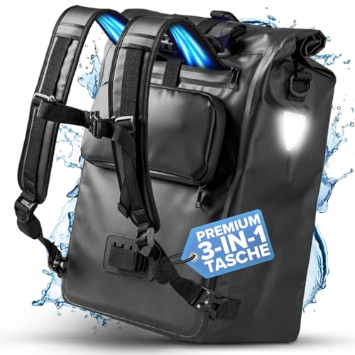 Büchel 3in1 Fahrradtasche für Gepäckträger, nutzbar als Rucksack, Umhängetasche oder Gepäckträgertasche | Fahrrad...