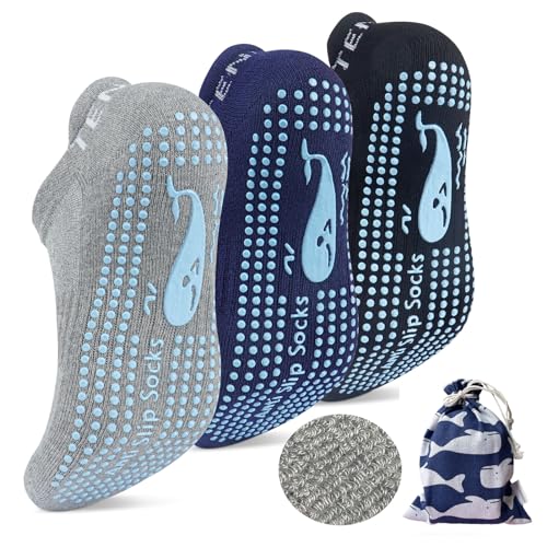 TENQUAN 3 Paare Yoga Socken Damen Anti Rutsch, Stoppersocken Rutschfeste Socken für Damen und Herren 36-40 für Yoga...