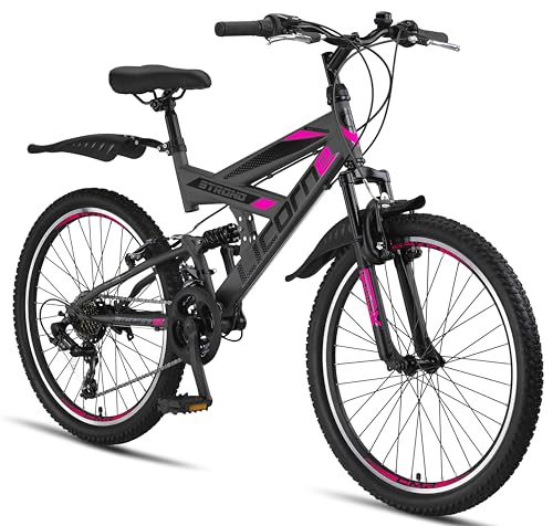 Licorne Bike Strong V Premium Mountainbike in 24 Zoll - Fahrrad für Jungen, Mädchen, Damen und Herren - 21...