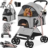 LOVPET® Hundewagen 2in1 Hundebuggy Hundebox Transporttasche Faltbar klappbar bis 20kg Haustiere Buggy mit Netzfenstern...