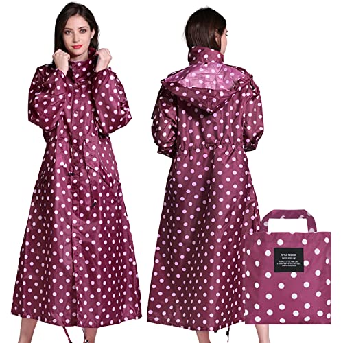 LAMA Stylish Long Raincoat Unisex Rain Poncho with Waterproof Flap Pocket Hood Drawstring Adult Rain Clothing Rain Cape...