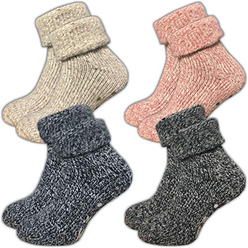 ca·wa·so Damen Stoppersocken aus Wolle | ABS Sohle (1er-Pack | 4er-Pack) (39-42, farbig | 4er-Pack)