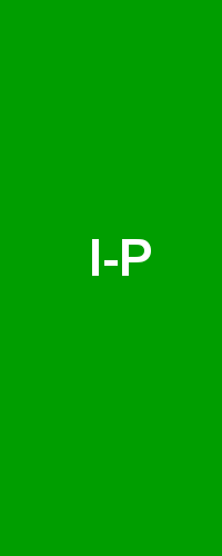Die Buchstaben I bis P des Alphabets in weißer Schrift auf grünem Hintergrund.